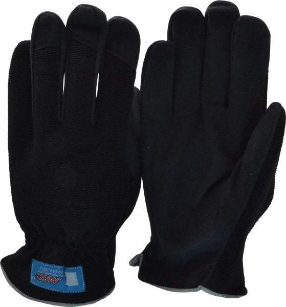 MSC - Size XL (10) Amara Work Gloves - For Mechanic's & Lifting, Uncoated, Slip-On Cuff, Full Fingered, Black, Paired - Benchmark Tooling