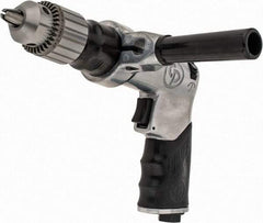 Chicago Pneumatic - 1/2" Reversible Keyed Chuck - Pistol Grip Handle, 500 RPM, 3.54 LPS, 7.5 CFM, 0.5 hp, 90 psi - Benchmark Tooling