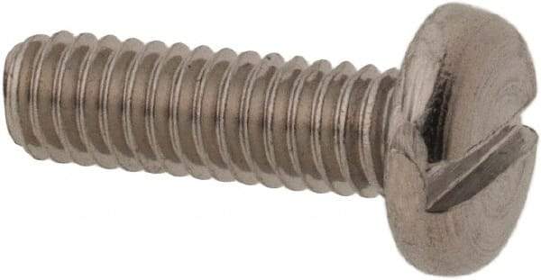 Value Collection - M2.5x0.45 Metric Coarse, 8mm Length Under Head Slotted Drive Machine Screw - Pan Head, Grade 18-8 & A2 Stainless Steel, Uncoated, Without Washer - Benchmark Tooling