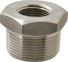Merit Brass - 1-1/4 x 3/4" Grade 316/316L Stainless Steel Pipe Hex Bushing - MNPT x FNPT End Connections, 3,000 psi - Benchmark Tooling