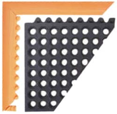 Notrax - 3' Long x 2" Wide x 3/4" Thick, Anti-Fatigue Modular Matting Ramp Edge - Female, Orange, Series 551 - Benchmark Tooling