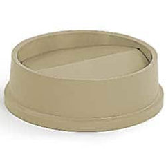 Rubbermaid - Round Lid for Use with 22 Gal Round Trash Cans - Beige, High-Impact Polystyrene, For Untouchable Trash Cans - Benchmark Tooling