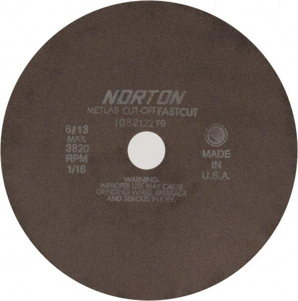 Norton - 10" 90 Grit Aluminum Oxide Cutoff Wheel - 1/16" Thick, 1-1/4" Arbor, 3,820 Max RPM, Use with Angle Grinders - Benchmark Tooling