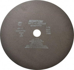 Norton - 12" 90 Grit Aluminum Oxide Cutoff Wheel - 1/16" Thick, 1-1/4" Arbor, 3,185 Max RPM, Use with Angle Grinders - Benchmark Tooling