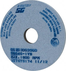 Norton - 14" Diam x 3" Hole x 1" Thick, I Hardness, 46 Grit Surface Grinding Wheel - Ceramic, Type 1, Coarse Grade, 1,800 Max RPM, Vitrified Bond, No Recess - Benchmark Tooling