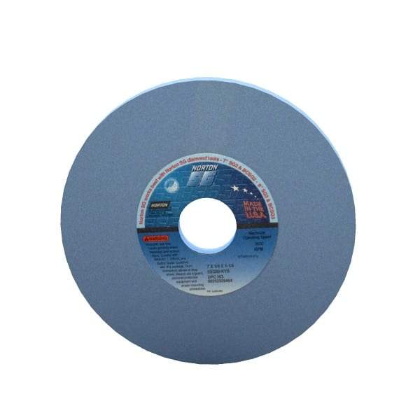 Norton - 7" Diam x 1-1/4" Hole x 1/4" Thick, K Hardness, 80 Grit Surface Grinding Wheel - Ceramic, Type 1, Medium Grade, 3,600 Max RPM, Vitrified Bond, No Recess - Benchmark Tooling