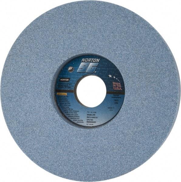 Norton - 7" Diam x 1-1/4" Hole x 1" Thick, J Hardness, 60 Grit Surface Grinding Wheel - Ceramic, Type 5, Medium Grade, 3,600 Max RPM, Vitrified Bond, One-Side Recess - Benchmark Tooling