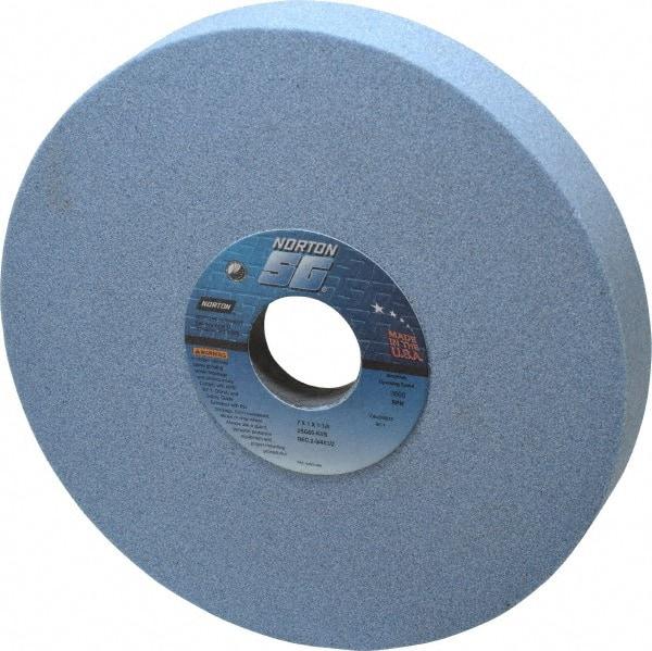 Norton - 7" Diam x 1-1/4" Hole x 1" Thick, K Hardness, 60 Grit Surface Grinding Wheel - Ceramic, Type 5, Medium Grade, 3,600 Max RPM, Vitrified Bond, One-Side Recess - Benchmark Tooling