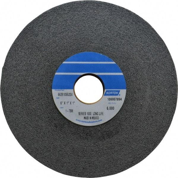 Norton - 6" Diam, 1" Face Width, 1" Center Hole, Medium Grade, Silicon Carbide Deburring Wheel - Convolute, Hard Density 7 Grade, 6,000 RPM - Benchmark Tooling