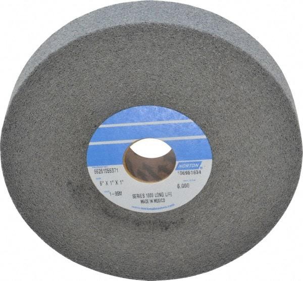 Norton - 6" Diam, 1" Face Width, 1" Center Hole, Medium Grade, Silicon Carbide Deburring Wheel - Convolute, Hard Density 9 Grade, 4,500 RPM - Benchmark Tooling