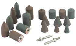 Cratex - 20 Piece Rubber Cone Test Abrasive Point Set - Includes 18 Cones & 2 Cone Mandrels - Benchmark Tooling