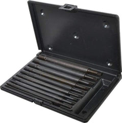 Walton - #0 to 1/2" Tap Extension Set - Alloy Steel, 8" Overall Length, 5/8" Max Outside Diam, 0.219, 0.318, 0.323, 0.367, 0.381, (4) 0.255" Extension Shank Diam, 9 Piece Set - Benchmark Tooling