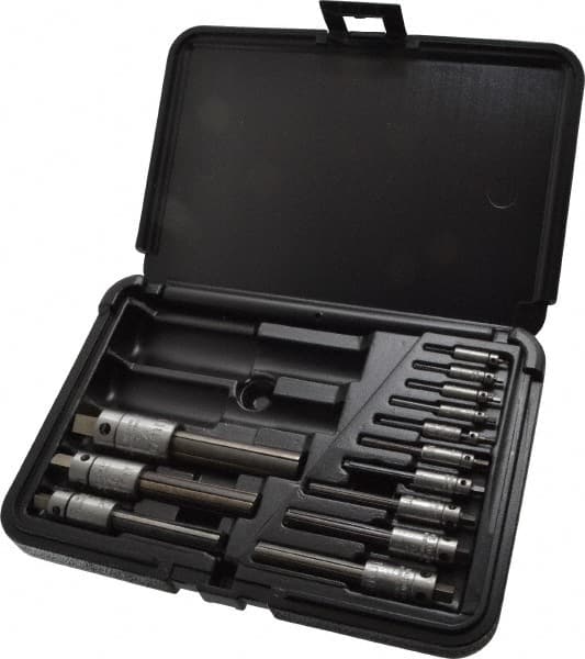 Walton - #4 to 3/4" Tap Extractor Set - 3, 4 Flutes, 13 Pieces - Benchmark Tooling