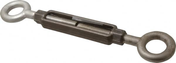 Made in USA - 5,200 Lb Load Limit, 3/4" Thread Diam, 6" Take Up, Stainless Steel Eye & Eye Turnbuckle - 8-1/8" Body Length, 1-1/16" Neck Length, 17-3/4" Closed Length - Benchmark Tooling