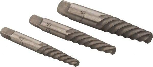 Interstate - 3 Piece Spiral Flute Screw Extractor Set - Screw Range 7/16 to 1" - Benchmark Tooling