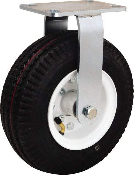 Hamilton - 10" Diam, Rubber Rigid Caster - 480 Lb Capacity, Top Plate Mount, 4-1/2" x 6-1/2" Plate, Precision Ball Bearing - Benchmark Tooling