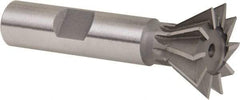 Whitney Tool Co. - 1" Diam x 7/16" Width of Cut, 60° Included Angle, Cobalt Dovetail Cutter - 1/2" Shank Diam, 2-1/2" Overall Length, Weldon Flat, Uncoated - Benchmark Tooling