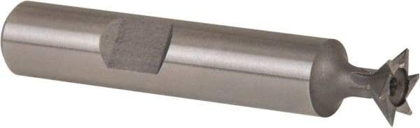 Whitney Tool Co. - 3/8" Diam x 1/8" Width of Cut, 45° Included Angle, High Speed Steel Dovetail Cutter - 3/8" Shank Diam, 1-15/16" Shank Length, 2-1/8" Overall Length, Weldon Flat, Uncoated - Benchmark Tooling