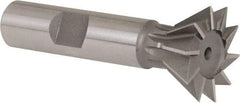 Whitney Tool Co. - 1" Diam x 7/16" Width of Cut, 60° Included Angle, High Speed Steel Dovetail Cutter - 1/2" Shank Diam, 2-1/2" Overall Length, Weldon Flat, Uncoated - Benchmark Tooling