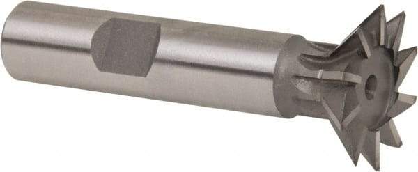 Whitney Tool Co. - 1" Diam x 1/4" Width of Cut, 45° Included Angle, Cobalt Dovetail Cutter - 1/2" Shank Diam, 2-1/2" Shank Length, 2-1/2" Overall Length, Weldon Flat, Uncoated - Benchmark Tooling