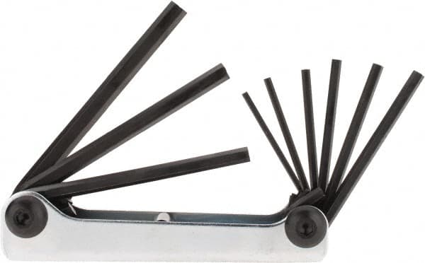 Eklind - 9 Piece Fold-Up Hex Key Set - Hex Range 5/64 to 1/4" - Benchmark Tooling