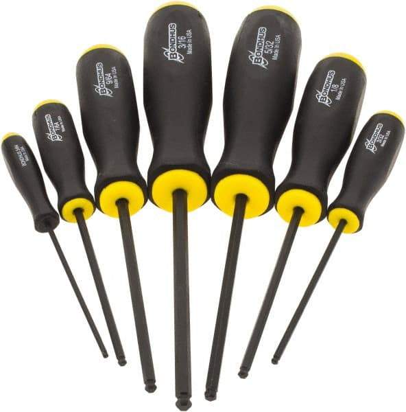 Bondhus - 7 Piece, 5/64 to 3/16" Ball End Hex Driver Set - Comes in Vinyl Pouch - Benchmark Tooling