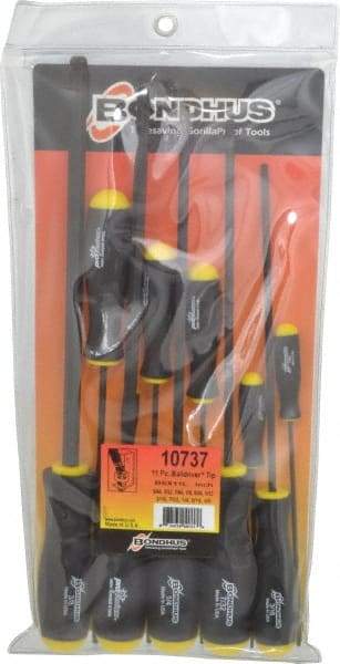 Bondhus - 11 Piece, 5/64 to 3/8" Ball End Hex Driver Set - Comes in Vinyl Pouch - Benchmark Tooling