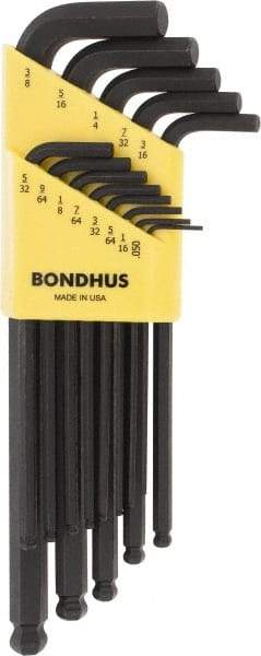 Bondhus - 13 Piece L-Key Ball End Hex Key Set - Hex Range 0.05 to 3/8" - Benchmark Tooling