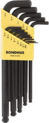 Bondhus - 13 Piece L-Key Ball End Hex Key Set - Hex Range 0.05 to 3/8" - Benchmark Tooling