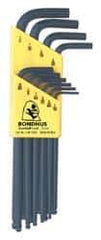 Bondhus - 10 Piece L-Key Ball End Hex Key Set - Hex Range 1/16 to 1/4" - Benchmark Tooling