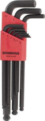 Bondhus - 9 Piece L-Key Ball End Hex Key Set - Hex Range 1.5 to 10mm - Benchmark Tooling