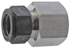 Parker - 1/2" OD, Stainless Steel Female Connector - 13/16" Hex, Comp x FNPT Ends - Benchmark Tooling