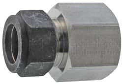 Parker - 1/2" OD, Stainless Steel Female Connector - 1-1/4" Hex, Comp x FNPT Ends - Benchmark Tooling