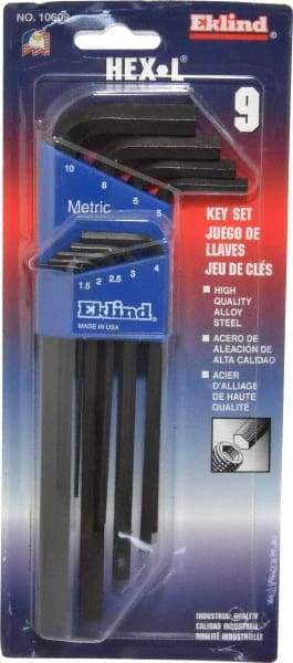 Eklind - 9 Piece L-Key Hex Key Set - Hex Range 1.5 to 10mm - Benchmark Tooling