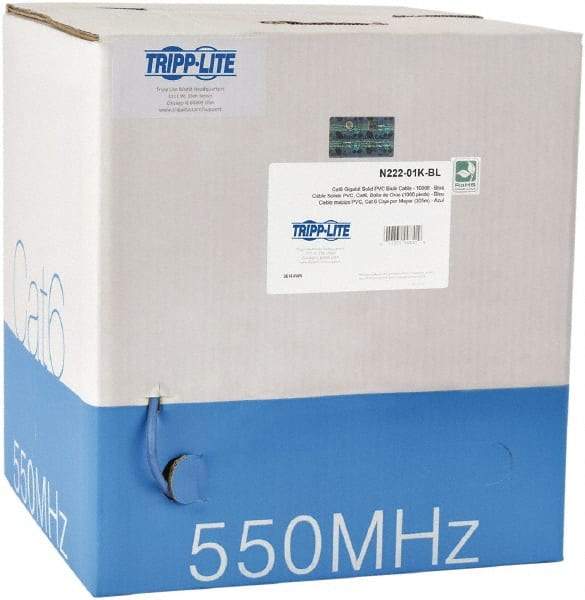 Tripp-Lite - Cat6, 24 AWG, 8 Wires, 550 MHz, Unshielded Network & Ethernet Cable - Blue, PVC, 1,000' OAL - Benchmark Tooling