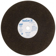 Norton - 14" 30 Grit Zirconia Alumina Cutoff Wheel - 1/8" Thick, 1" Arbor, 5,400 Max RPM, Use with Electric & Gas Powered Saws - Benchmark Tooling