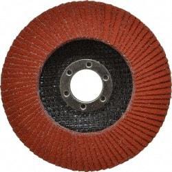3M - 80 Grit, 4-1/2" Disc Diam, 7/8" Center Hole, Type 27 Ceramic Flap Disc - 13,300 Max RPM, Cloth Backing, Arbor Attaching System, Coated - Benchmark Tooling