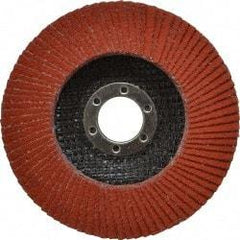3M - 80 Grit, 4-1/2" Disc Diam, 7/8" Center Hole, Type 27 Ceramic Flap Disc - 13,300 Max RPM, Cloth Backing, Arbor Attaching System, Coated - Benchmark Tooling