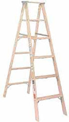 Made in USA - 8 Ft. High, Type IA Rating, Wood Step Ladder - Benchmark Tooling