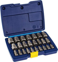 Irwin Hanson - 25 Piece Spiral Flute Screw Extractor Set - Screw Range 1/8 to 7/8" - Benchmark Tooling