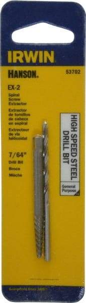 Irwin - 2 Piece Spiral Flute Screw Extractor & Drill Set - Screw Range 5/32 to 7/32" - Benchmark Tooling