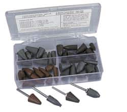 Cratex - 44 Piece Rubber Point & Mandrel Set - Includes 40 Points & 4 Mandrels - Benchmark Tooling