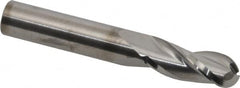RobbJack - 3/8" Diam, 7/8" LOC, 3 Flute Solid Carbide Ball End Mill - Uncoated, Single End, 2-1/2" OAL, 3/8" Shank Diam, Spiral Flute - Benchmark Tooling