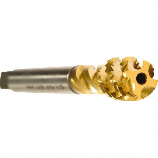 Emuge - 1/2-13 UNC 4 Flute 2B Bottoming Spiral Flute Tap - TiN Finish, 4.331" OAL, Right Hand Flute, Right Hand Thread - Benchmark Tooling