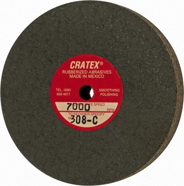 Cratex - 3" Diam x 1/4" Hole x 1/2" Thick, Surface Grinding Wheel - Silicon Carbide, Coarse Grade, 7,000 Max RPM, Rubber Bond, No Recess - Benchmark Tooling