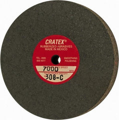 Cratex - 3" Diam x 1/4" Hole x 1/2" Thick, Surface Grinding Wheel - Silicon Carbide, Coarse Grade, 7,000 Max RPM, Rubber Bond, No Recess - Benchmark Tooling