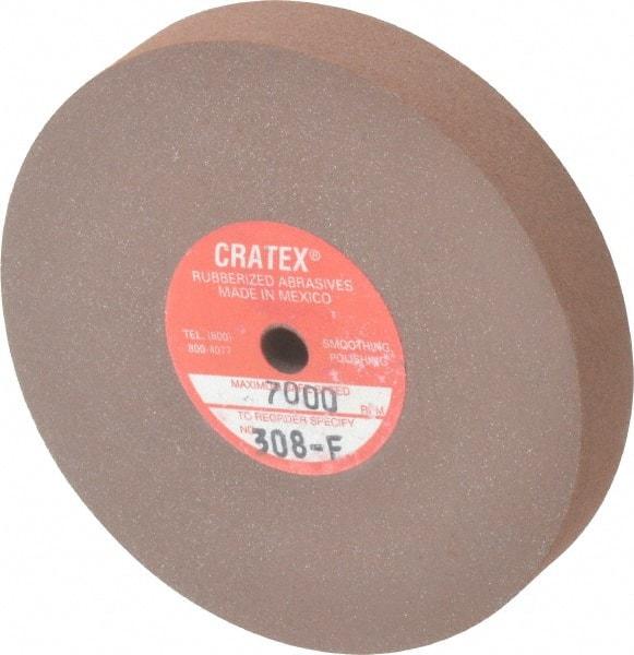 Cratex - 3" Diam x 1/4" Hole x 1/2" Thick, Surface Grinding Wheel - Silicon Carbide, Fine Grade, 7,000 Max RPM, Rubber Bond, No Recess - Benchmark Tooling