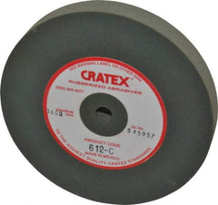 Cratex - 6" Diam x 1/2" Hole x 3/4" Thick, Surface Grinding Wheel - Silicon Carbide, Coarse Grade, 3,600 Max RPM, Rubber Bond, No Recess - Benchmark Tooling