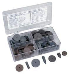 Cratex - 76 Piece Rubber Abrasive Point Set - Includes 8 Tapered Edge Wheels, 24 Straight Wheels, 16 Cylinder Points, 24 Bullet Points, 2 Wheel Mandrels & 2 Point Mandrels - Benchmark Tooling