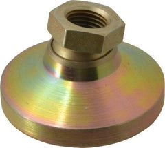 Vlier - 5000 Lb Capacity, 1/2-20 Thread, 1-1/8" OAL, Steel Stud, Tapped Pivotal Socket Mount Leveling Pad - 1-7/8" Base Diam, Steel Pad, 3/4" Hex - Benchmark Tooling